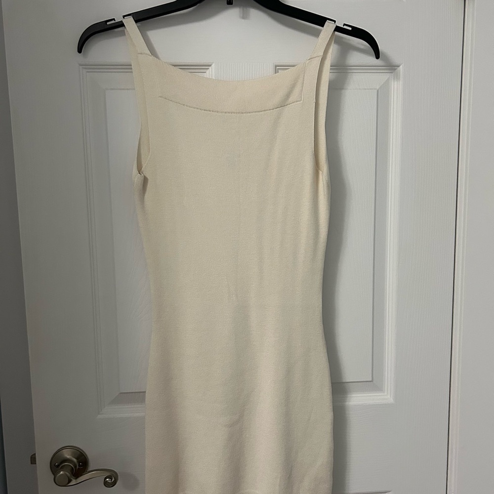 ASOS Cream Ribbed Sweater Dress
